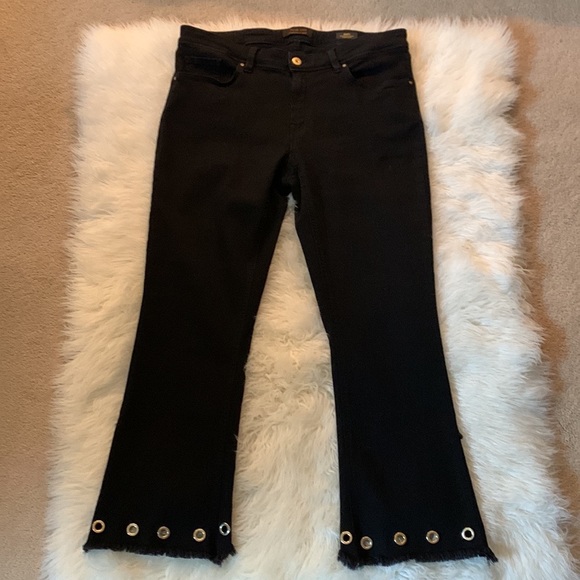 New Raffaello Rossi Women sinty cropped flare high-rise black jeans size M-L - Picture 4 of 8